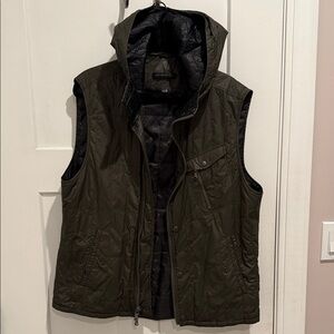 John Varvatos Dark Green Hooded Vest
